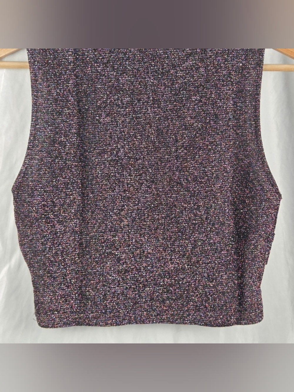 Allegra K Multicolor Metallic Sparkle Sleeveless Crop Top Black Lining Size XS - Picture 14 of 16